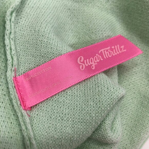 Sugar Thrillz Mini Skirt-DollsKill-Mint Green with Embroidered flowers-size S - Picture 7 of 8